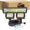 imageGOOACC 12Inch 300W Led Light Bar 2PCS 4Inch 60W LED Pods Led Driving Fog Lights with 16AWG Off Road Wiring Harness3 Leads for Truck Golf Cart SUV ATV UTV Boat 2 Years Warranty