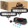 imageGOOACC 2 PCS 18w Spot Led Light Bar Work Light Pods Off Road Driving Light Fog Light Reverse Lights with 16AWG Off Road Wiring Harness2 Leads for Truck Truck Boat SUV ATV 2 Years Warranty2Pcs LED Pods Wiring Harness