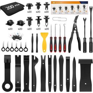 imageGOOACC 941Pcs Car Retainer Clips and Auto Body Fasteners Assortment30 Most Popular Sizes Nylon Bumper Fender Rivets with 10 Cable Ties for Ford GM Toyota Honda Chrysler Benz Nissan etc200Pcs Clips Removal Kit Black