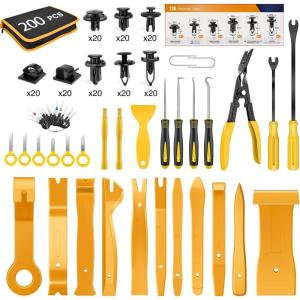 imageGOOACC 941Pcs Car Retainer Clips and Auto Body Fasteners Assortment30 Most Popular Sizes Nylon Bumper Fender Rivets with 10 Cable Ties for Ford GM Toyota Honda Chrysler Benz Nissan etc200Pcs Clips Removal Kit Yellow