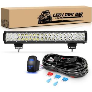 imageGOOACC Led Light Bar 20Inch 126W Spot Flood Combo LED Light Pod Fog Lamp Driving Lights LED Work Light for Trucks Off Road ATV UTV SUV 2 Years Warranty126w Light Bar Rocker Switch Wiring Harness