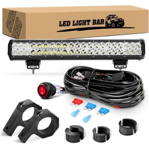 imageGOOACC Led Light Bar 20Inch 126W Spot Flood Combo LED Light Pod Fog Lamp Driving Lights LED Work Light for Trucks Off Road ATV UTV SUV 2 Years Warranty126w Light Bar Clamp Bracket Wiring Harness