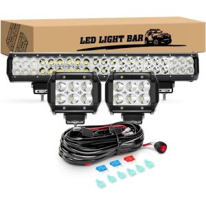 imageGOOACC Led Light Bar 20Inch 126W Spot Flood Combo LED Light Pod Fog Lamp Driving Lights LED Work Light for Trucks Off Road ATV UTV SUV 2 Years Warranty126w Light Bar 2Pcs LED Pods Wiring Harness