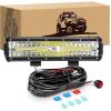 imageGOOACC 12Inch 300W Triple Row Led Light Bar Spot Flood Combo Driving Lighting Off Road Lights Led Lamp Working Light with 16AWG Wiring Harness for Truck Golf Cart SUV ATV UTV Boat 2 Years Warranty12Inch Light Bar Wiring Harness