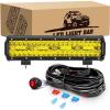 imageGOOACC 12Inch 300W Triple Row Led Light Bar Spot Flood Combo Driving Lighting Off Road Lights Led Lamp Working Light with 16AWG Wiring Harness for Truck Golf Cart SUV ATV UTV Boat 2 Years Warranty12Inch Amber Light Bar Wiring Harness
