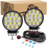 imageGOOACC 2 PCS 45Inch 42W Led Round Lights Off Road led Flood Light 4200LM Driving Roof Pods Lamp Bumper Lights with 16AWG Wiring Harness Kit2 Leads for Trucks Tractor ATV Jeep 2 Years Warranty2Pcs LED Pods Wiring Harness