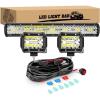 imageGOOACC 20Inch 420W Amber LED Light Bar 42000LM Super Bright Triple Row Flood Spot Combo Off Road Driving Led Work Light with Led Wiring Harness 2 Years Warranty20Inch Light Bar 2Pcs LED Pods Wiring Harness