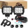 18W LED Pods+ Clamp Bracket+ Wiring Harness