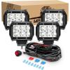 imageGOOACC 2PCS 18W LED Pods Spot Light Bar Fog Light Mounting Bracket Horizontal Bar Tube Clamp with 16AWG Off Road Wiring Harness2 Leads for Truck Golf Cart SUV ATV UTV Boat White Auto6024Pcs LED Pods Wiring Harness