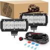 imageGOOACC LED Light Pods 2PCS 36W 65Inch LED Light Bar Flood LED Fog Lights Off Road Light Driving Light with 16AWG Wiring Harness2 Leads for Truck Golf Cart SUV ATV UTV Boat Auto50236W LED Pods Wiring Harness