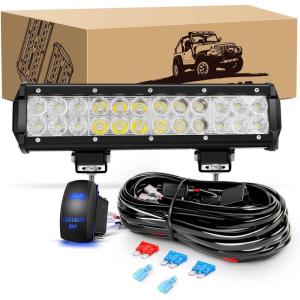 imageGOOACC 12 Inch 72W Led Light Bar Spot Flood Combo Driving Lighting Off Road Lights Led Lamp with 12V 5Pin Rocker Switch Wiring Harness kit for Truck Golf Cart SUV ATV UTV Boat 2 Years Warranty72w Light Bar Rocker Switch Wiring Harness