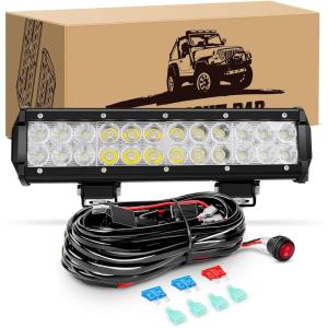 imageGOOACC 12 Inch 72W Led Light Bar Spot Flood Combo Driving Lighting Off Road Lights Led Lamp with 12V 5Pin Rocker Switch Wiring Harness kit for Truck Golf Cart SUV ATV UTV Boat 2 Years Warranty72w Light Bar Wiring Harness