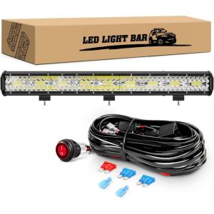 imageGOOACC 26Inch 540W Triple Row Led Light Bar 50000LM Spot Flood Combo Driving Lighting Off Road Lights Working Light with 14AWG Wiring Harness for Truck Golf Cart SUV ATV UTV Boat 2 Years Warranty