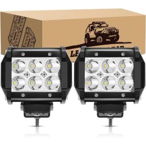 imageGOOACC 2PCS 18W LED Pods Spot Light Bar Fog Light Mounting Bracket Horizontal Bar Tube Clamp with 16AWG Off Road Wiring Harness2 Leads for Truck Golf Cart SUV ATV UTV Boat White Auto60218W LED Pods