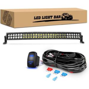 imageGOOACC LED Light Bar 32Inch 180W Curved Off Road Lights for Trucks Flood Spot Combo Beam Driving Lamp Work Lights with Heavy Duty 12V 5Pin Rocker Switch Wiring Harness Kit 2 Years Warranty32Inch Light Bar Wiring Harness