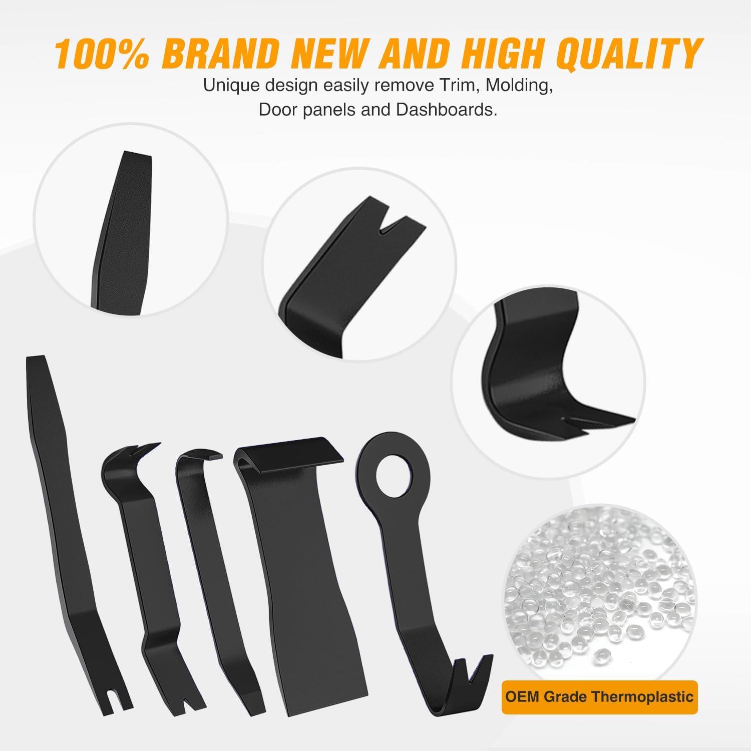 imageGOOACC 11PCS Auto Trim Removal Tool Kit NoScratch Pry Tool Kit for Car Audio Dash Door Panel Window Molding Fastener Remover Tool KitBlackBlack