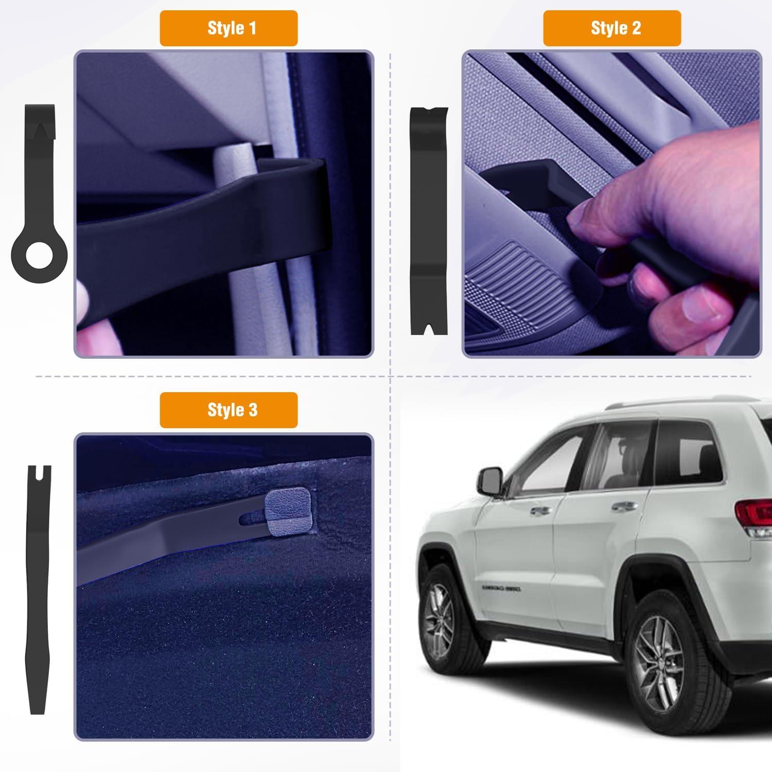 imageGOOACC 11PCS Auto Trim Removal Tool Kit NoScratch Pry Tool Kit for Car Audio Dash Door Panel Window Molding Fastener Remover Tool KitBlackBlack