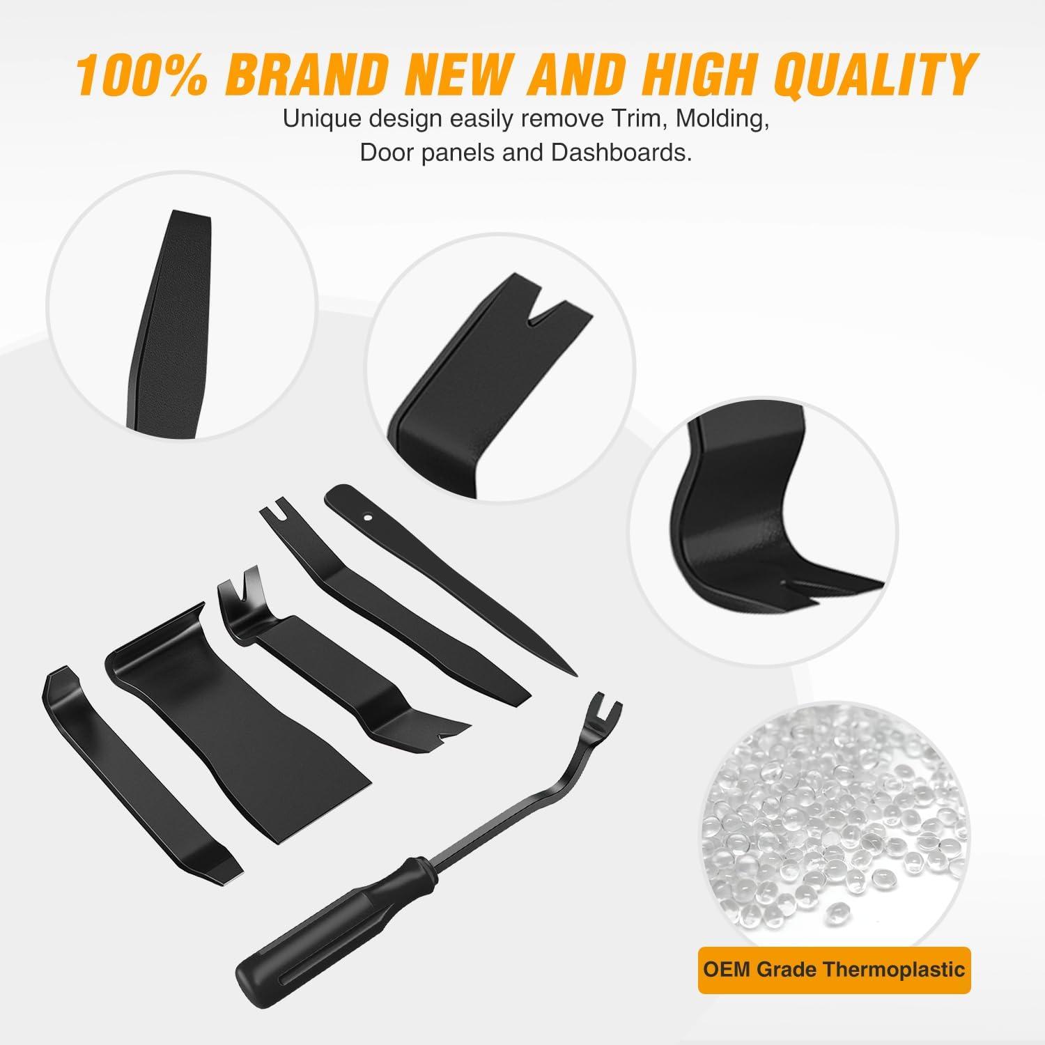 imageGOOACC 11PCS Auto Trim Removal Tool Kit NoScratch Pry Tool Kit for Car Audio Dash Door Panel Window Molding Fastener Remover Tool KitBlackBlack