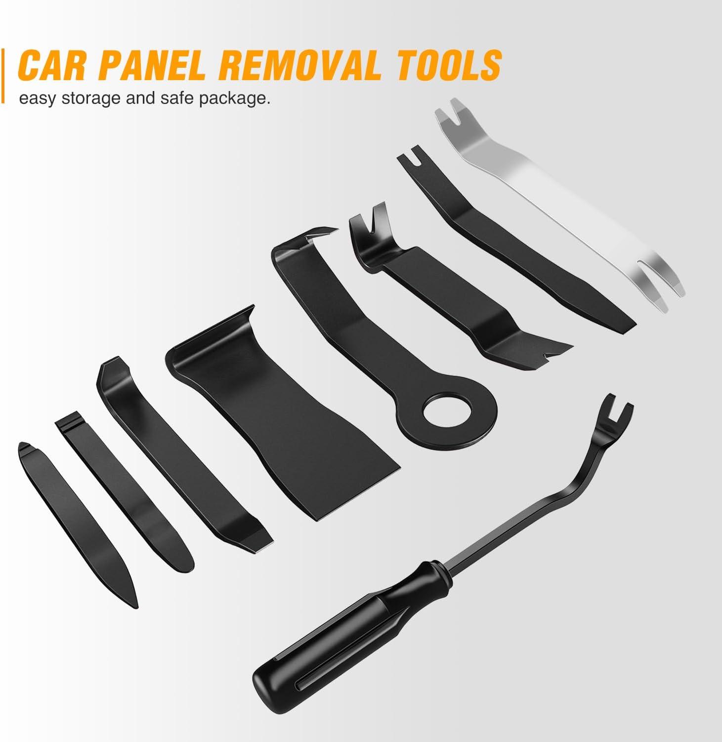 imageGOOACC 11PCS Auto Trim Removal Tool Kit NoScratch Pry Tool Kit for Car Audio Dash Door Panel Window Molding Fastener Remover Tool KitBlackBlack