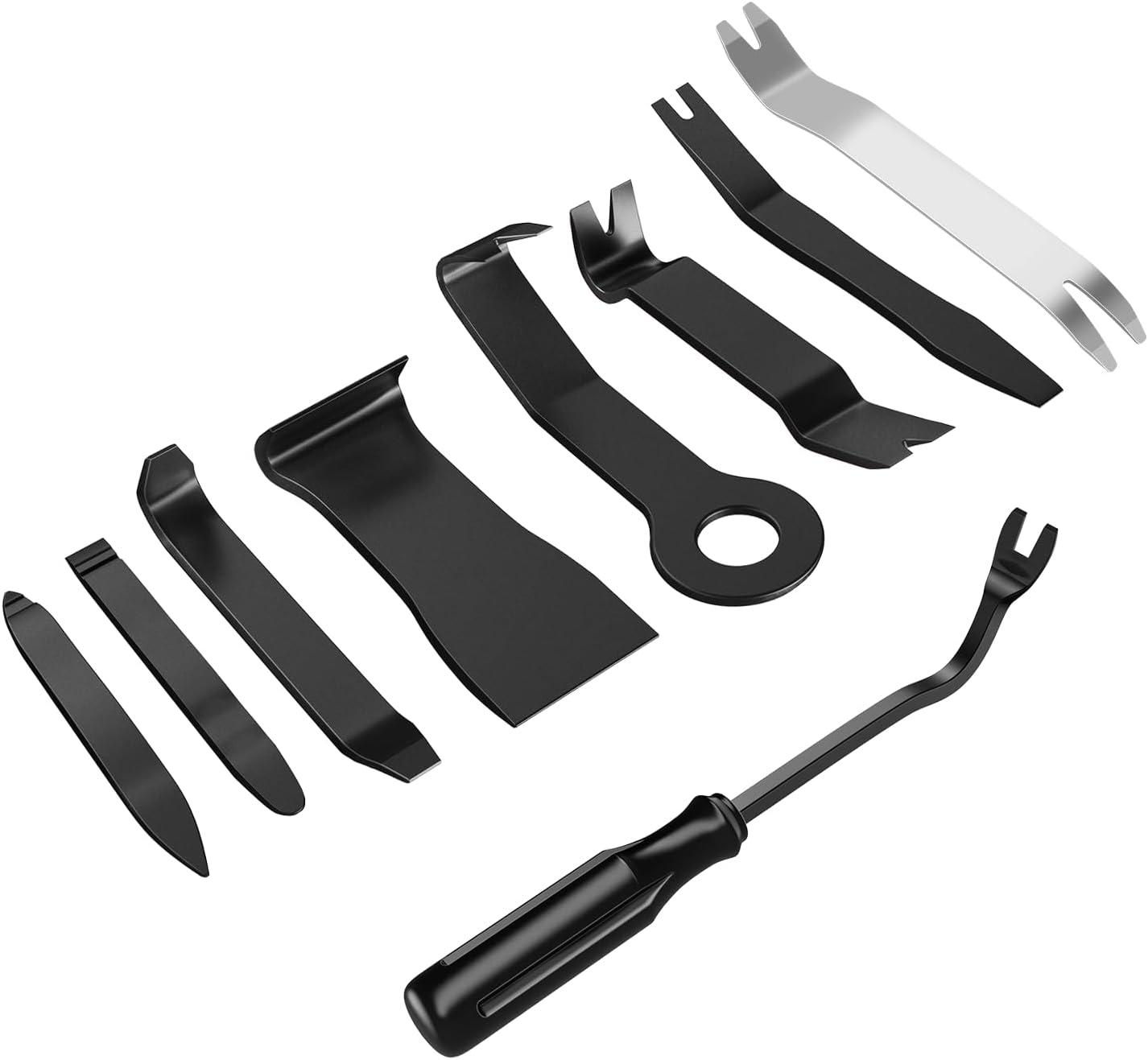imageGOOACC 11PCS Auto Trim Removal Tool Kit NoScratch Pry Tool Kit for Car Audio Dash Door Panel Window Molding Fastener Remover Tool KitBlackBlack