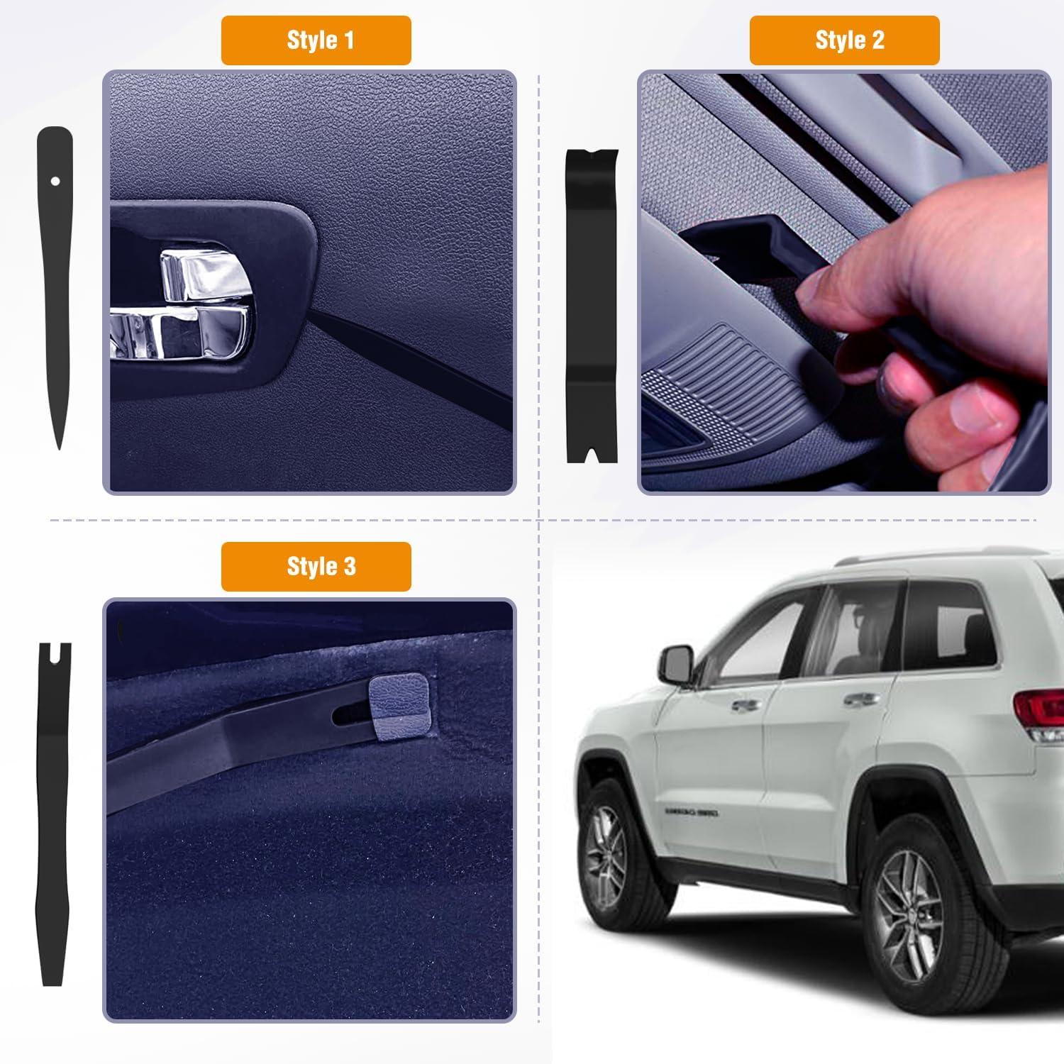 imageGOOACC 11PCS Auto Trim Removal Tool Kit NoScratch Pry Tool Kit for Car Audio Dash Door Panel Window Molding Fastener Remover Tool KitBlackBlack