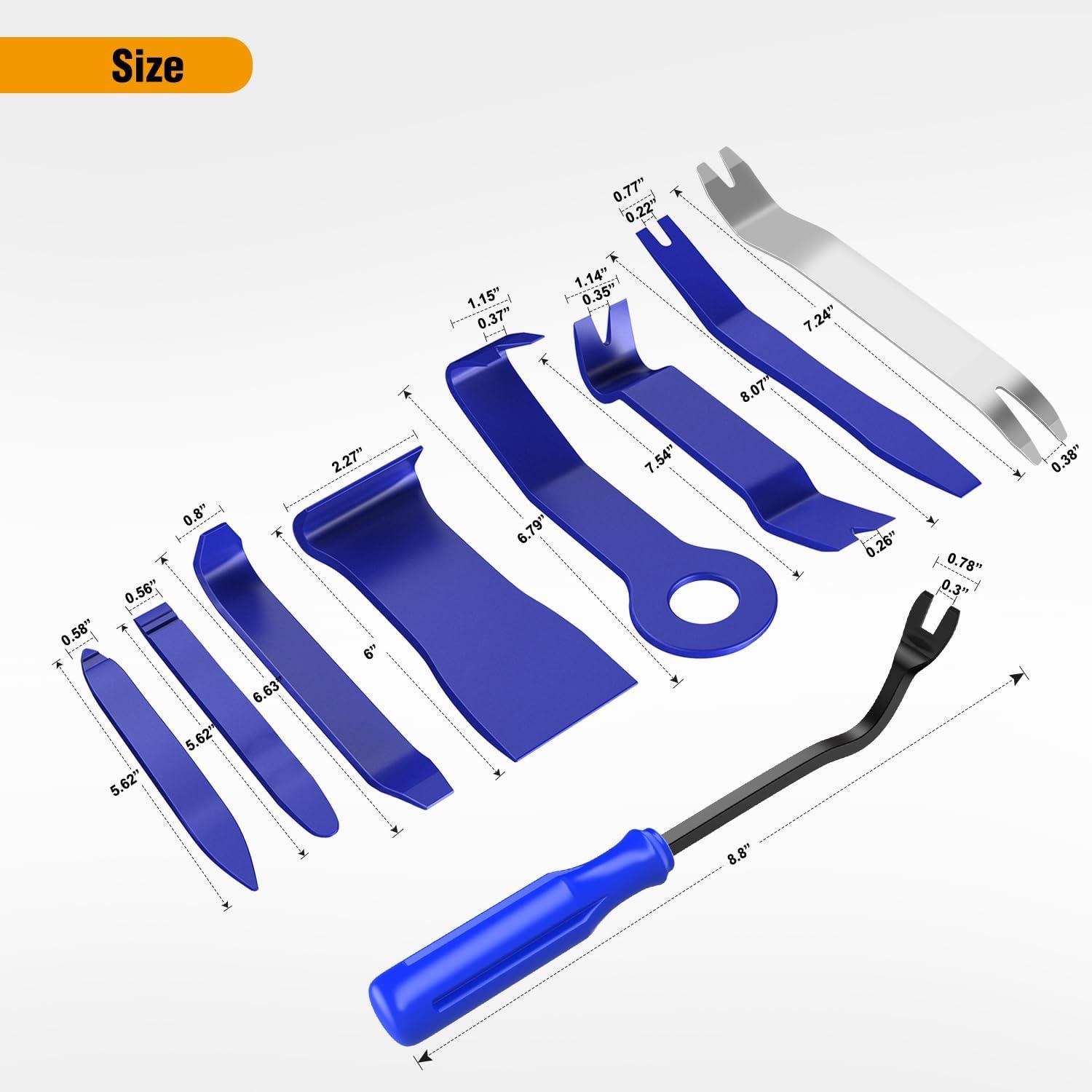 imageGOOACC 11PCS Auto Trim Removal Tool Kit NoScratch Pry Tool Kit for Car Audio Dash Door Panel Window Molding Fastener Remover Tool KitBlackBlue
