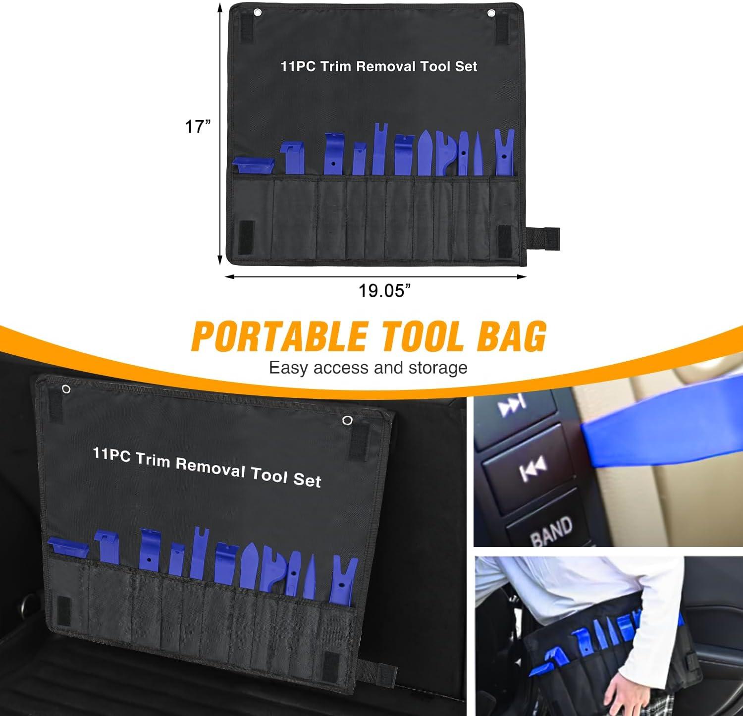 imageGOOACC 11PCS Auto Trim Removal Tool Kit NoScratch Pry Tool Kit for Car Audio Dash Door Panel Window Molding Fastener Remover Tool KitBlackBlue