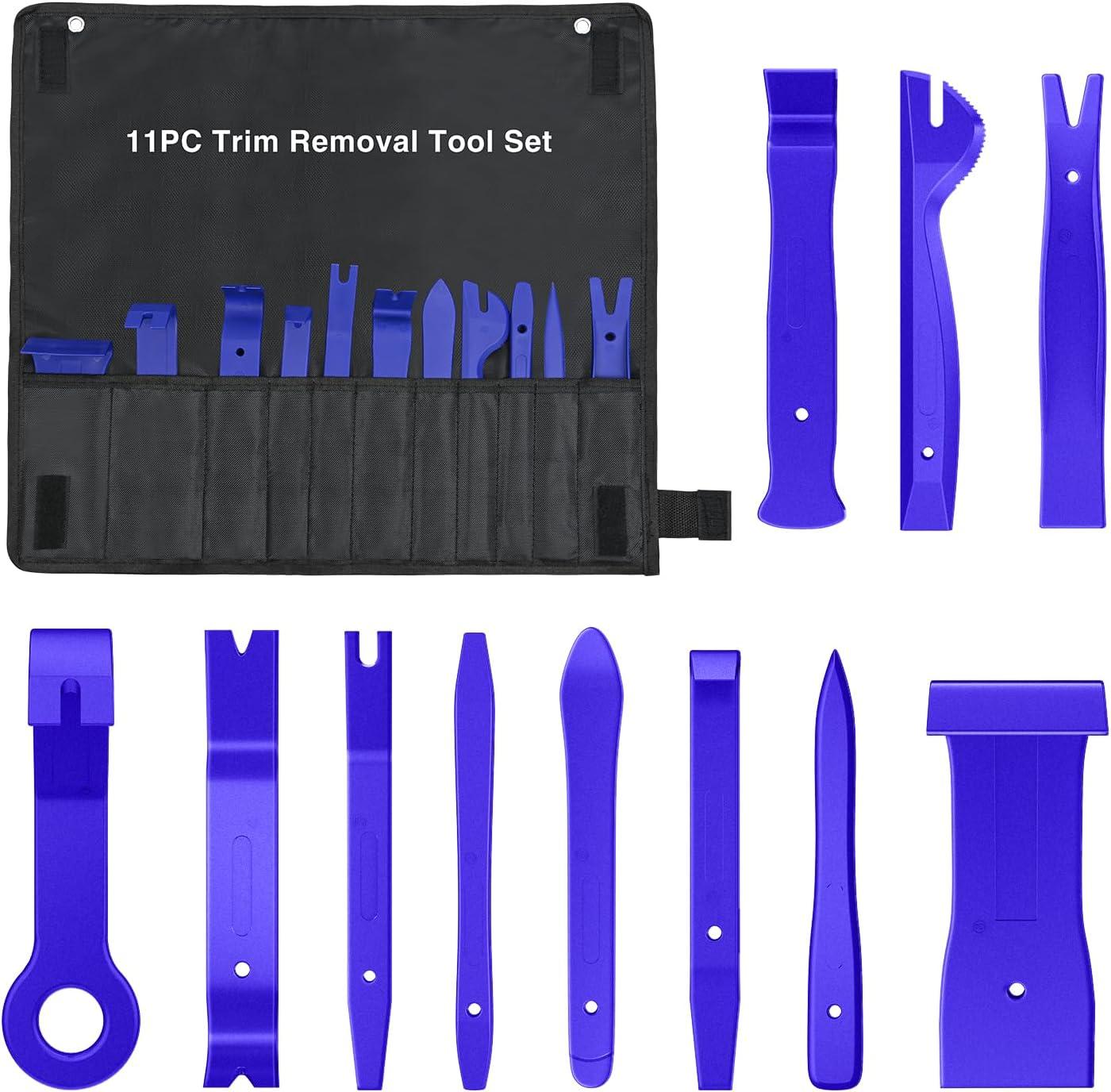 imageGOOACC 11PCS Auto Trim Removal Tool Kit NoScratch Pry Tool Kit for Car Audio Dash Door Panel Window Molding Fastener Remover Tool KitBlackBlue