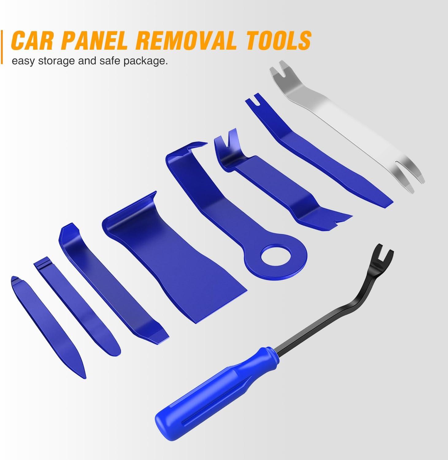 imageGOOACC 11PCS Auto Trim Removal Tool Kit NoScratch Pry Tool Kit for Car Audio Dash Door Panel Window Molding Fastener Remover Tool KitBlackBlue