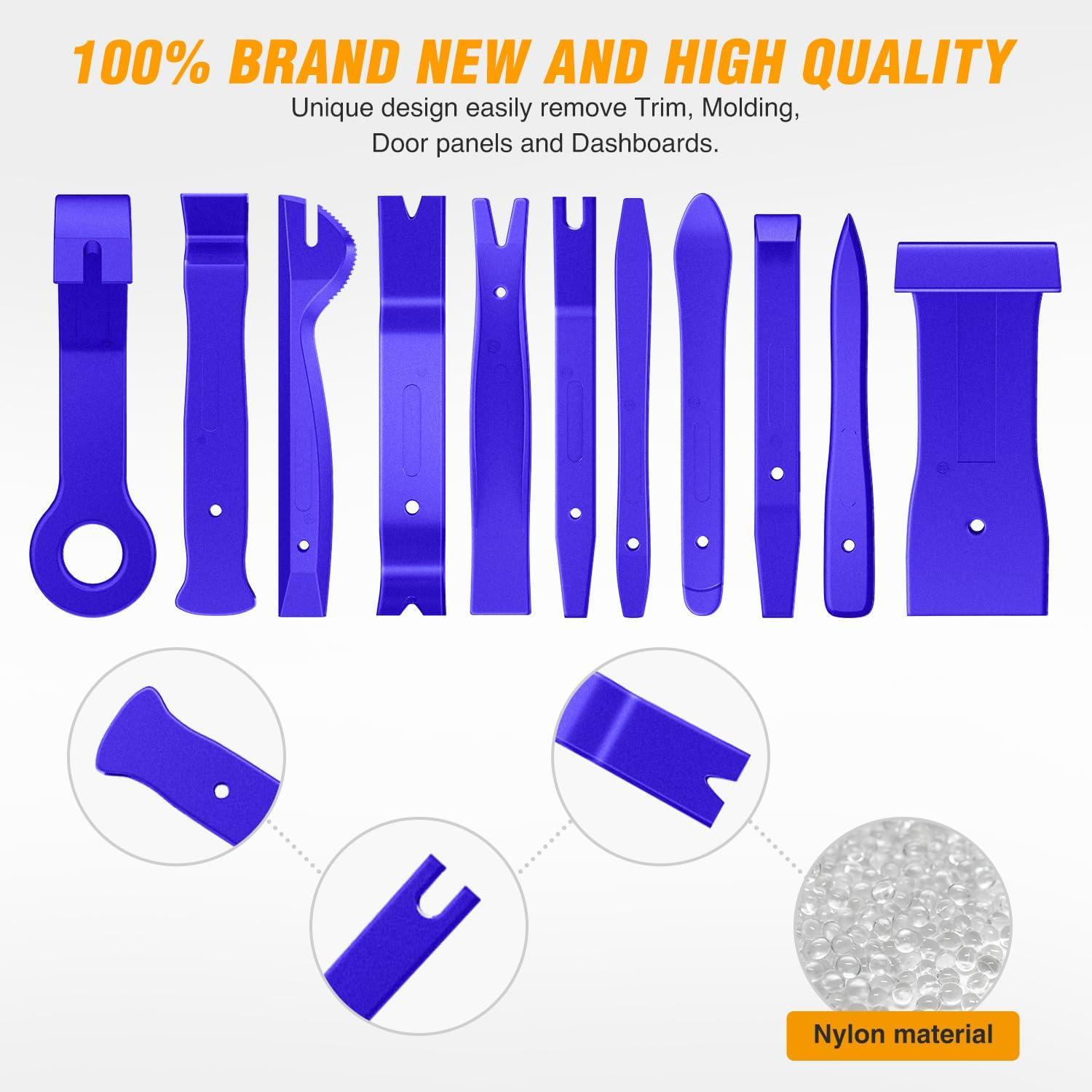 imageGOOACC 11PCS Auto Trim Removal Tool Kit NoScratch Pry Tool Kit for Car Audio Dash Door Panel Window Molding Fastener Remover Tool KitBlackBlue