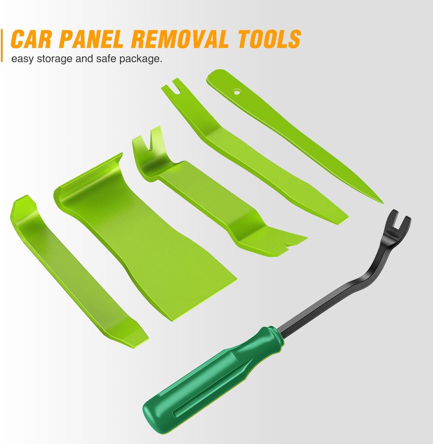imageGOOACC 11PCS Auto Trim Removal Tool Kit NoScratch Pry Tool Kit for Car Audio Dash Door Panel Window Molding Fastener Remover Tool KitBlackGreen