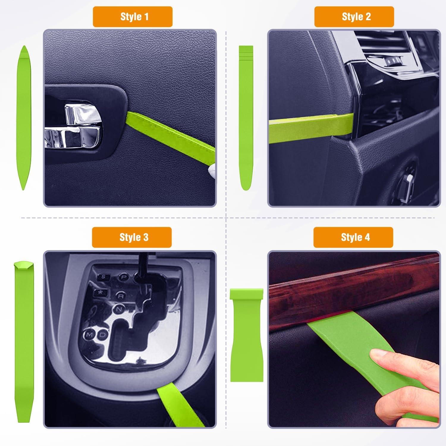 imageGOOACC 11PCS Auto Trim Removal Tool Kit NoScratch Pry Tool Kit for Car Audio Dash Door Panel Window Molding Fastener Remover Tool KitBlackGreen