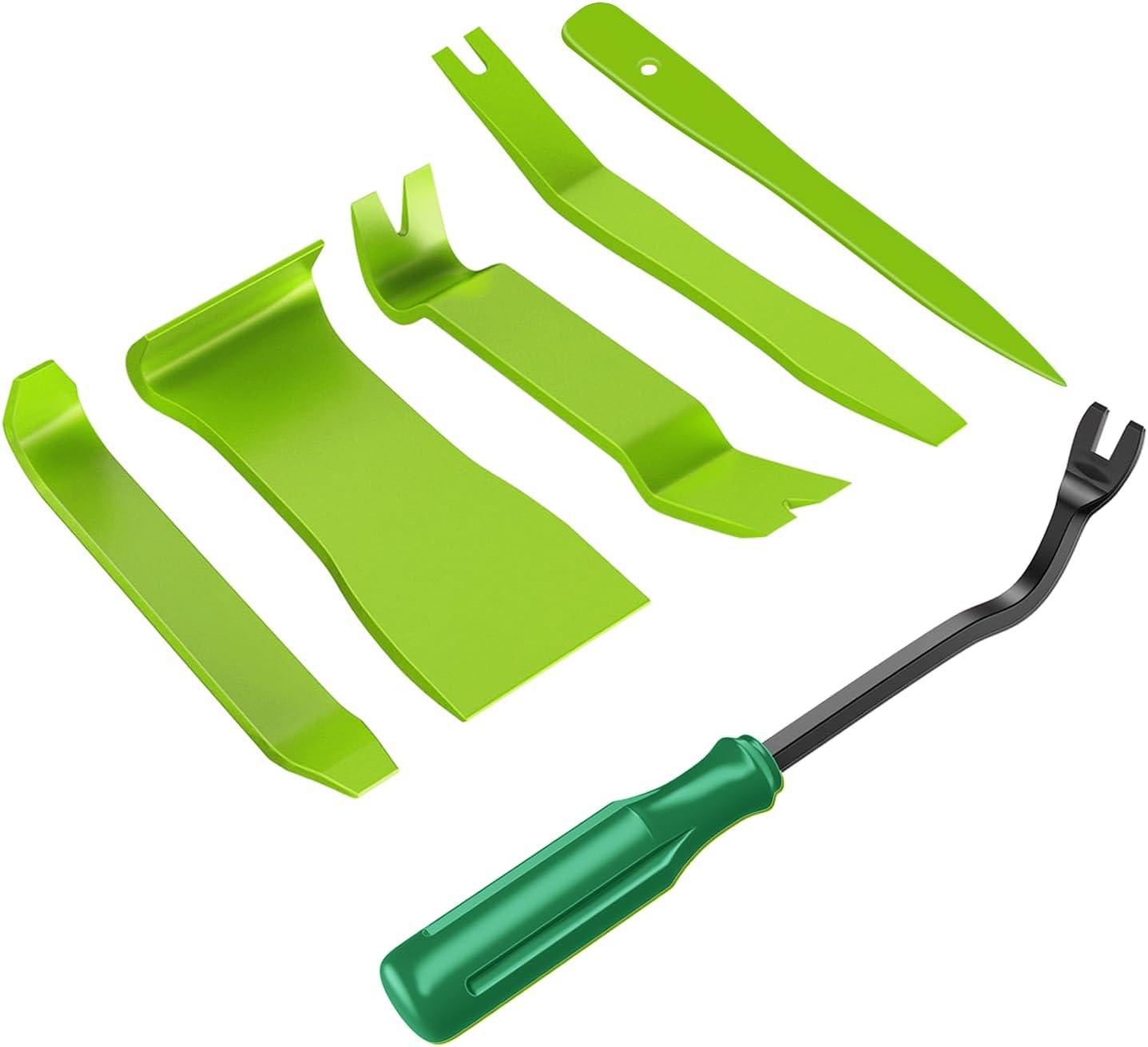 imageGOOACC 11PCS Auto Trim Removal Tool Kit NoScratch Pry Tool Kit for Car Audio Dash Door Panel Window Molding Fastener Remover Tool KitBlackGreen