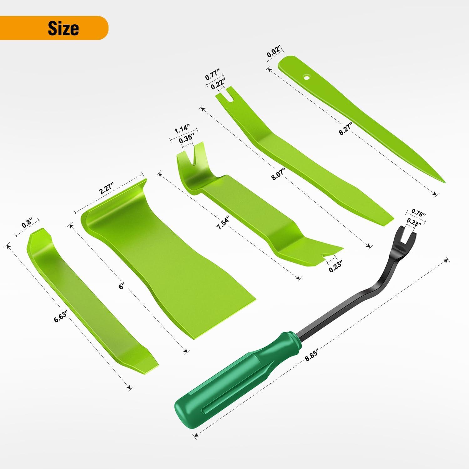 imageGOOACC 11PCS Auto Trim Removal Tool Kit NoScratch Pry Tool Kit for Car Audio Dash Door Panel Window Molding Fastener Remover Tool KitBlackGreen