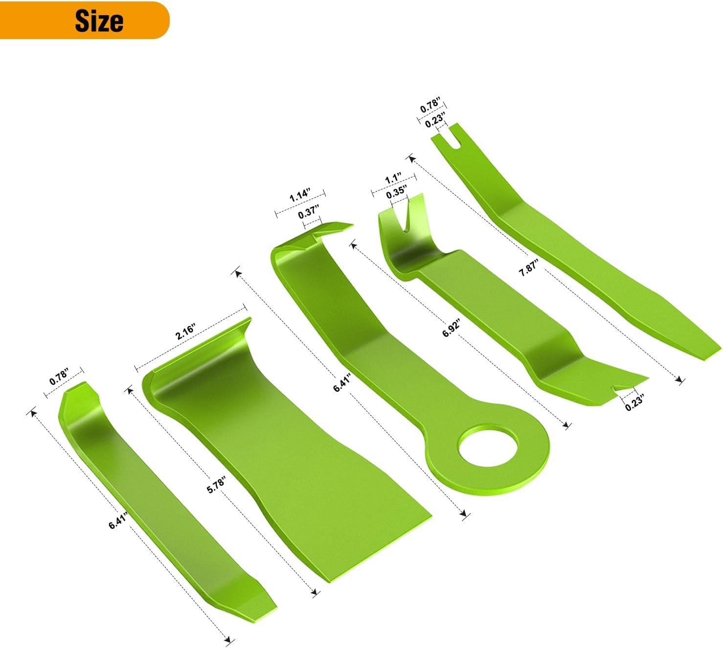 imageGOOACC 11PCS Auto Trim Removal Tool Kit NoScratch Pry Tool Kit for Car Audio Dash Door Panel Window Molding Fastener Remover Tool KitBlackGreen