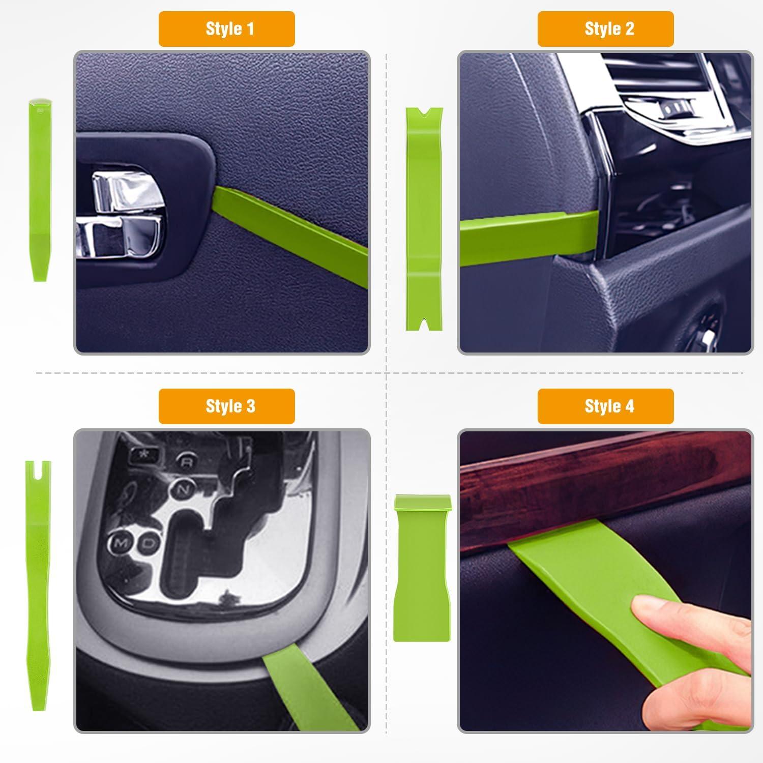 imageGOOACC 11PCS Auto Trim Removal Tool Kit NoScratch Pry Tool Kit for Car Audio Dash Door Panel Window Molding Fastener Remover Tool KitBlackGreen