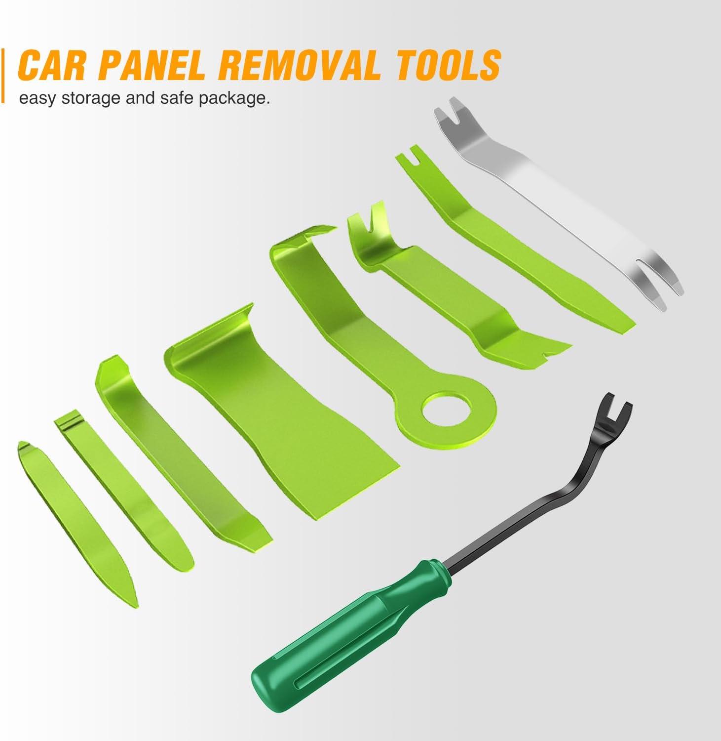 imageGOOACC 11PCS Auto Trim Removal Tool Kit NoScratch Pry Tool Kit for Car Audio Dash Door Panel Window Molding Fastener Remover Tool KitBlackGreen