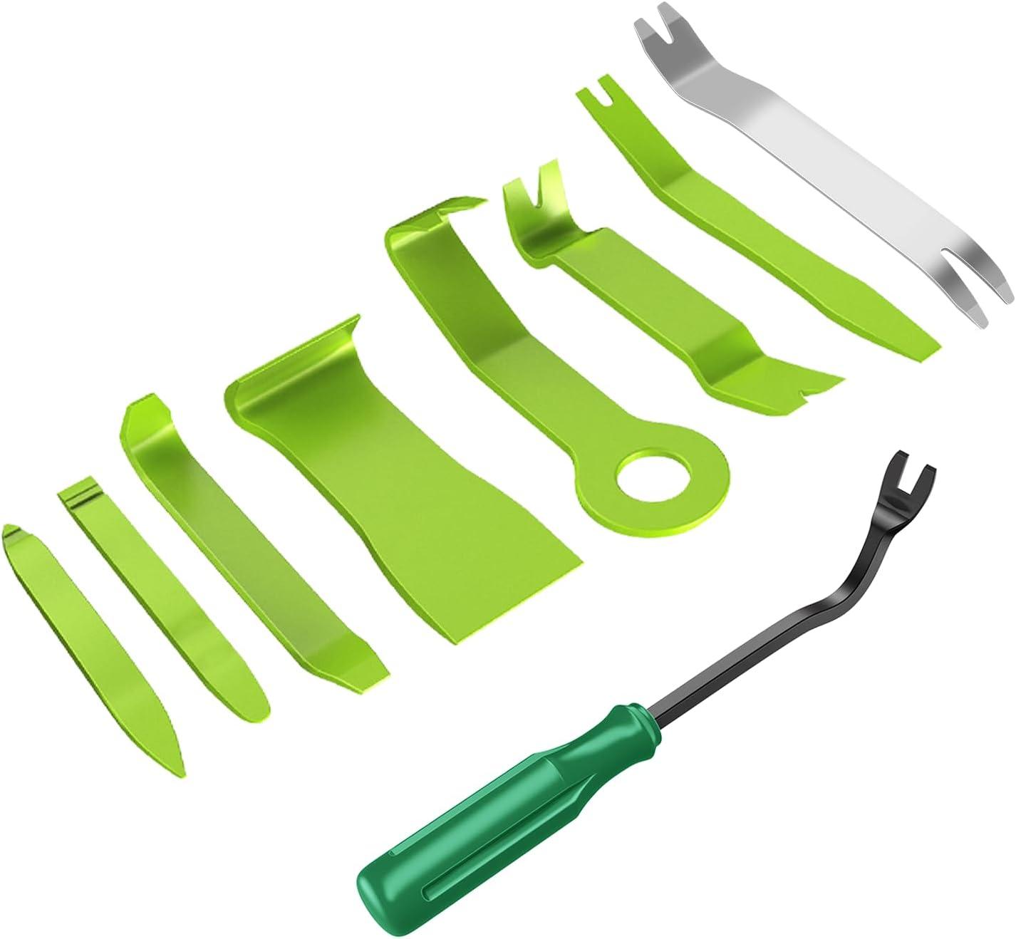 imageGOOACC 11PCS Auto Trim Removal Tool Kit NoScratch Pry Tool Kit for Car Audio Dash Door Panel Window Molding Fastener Remover Tool KitBlackGreen