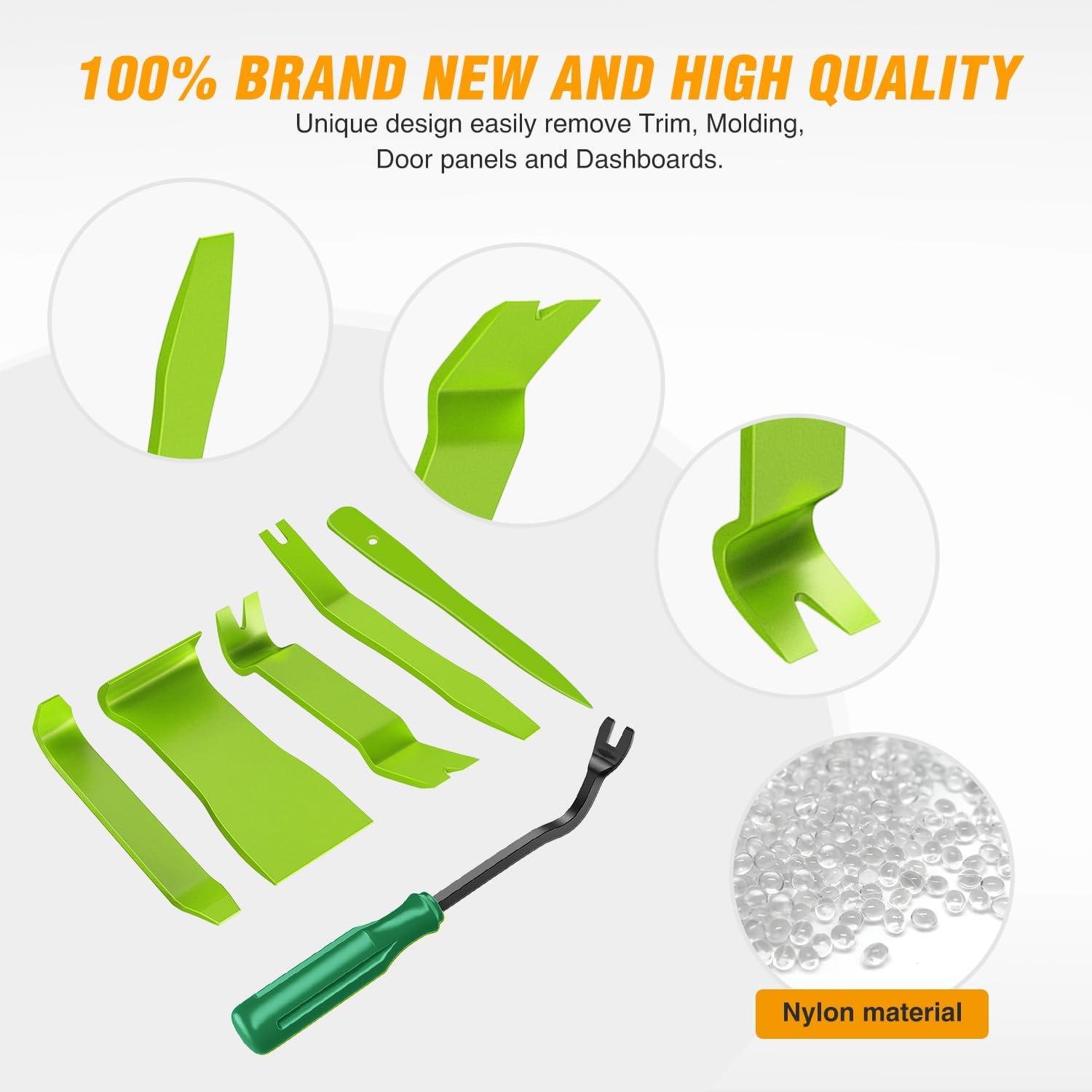 imageGOOACC 11PCS Auto Trim Removal Tool Kit NoScratch Pry Tool Kit for Car Audio Dash Door Panel Window Molding Fastener Remover Tool KitBlackGreen