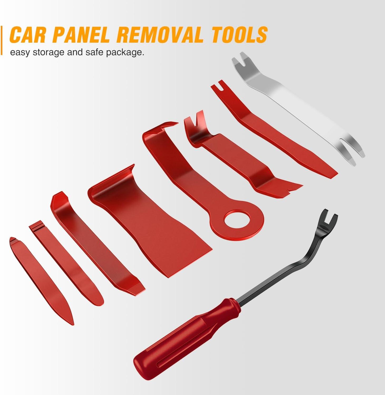 imageGOOACC 11PCS Auto Trim Removal Tool Kit NoScratch Pry Tool Kit for Car Audio Dash Door Panel Window Molding Fastener Remover Tool KitBlackRed