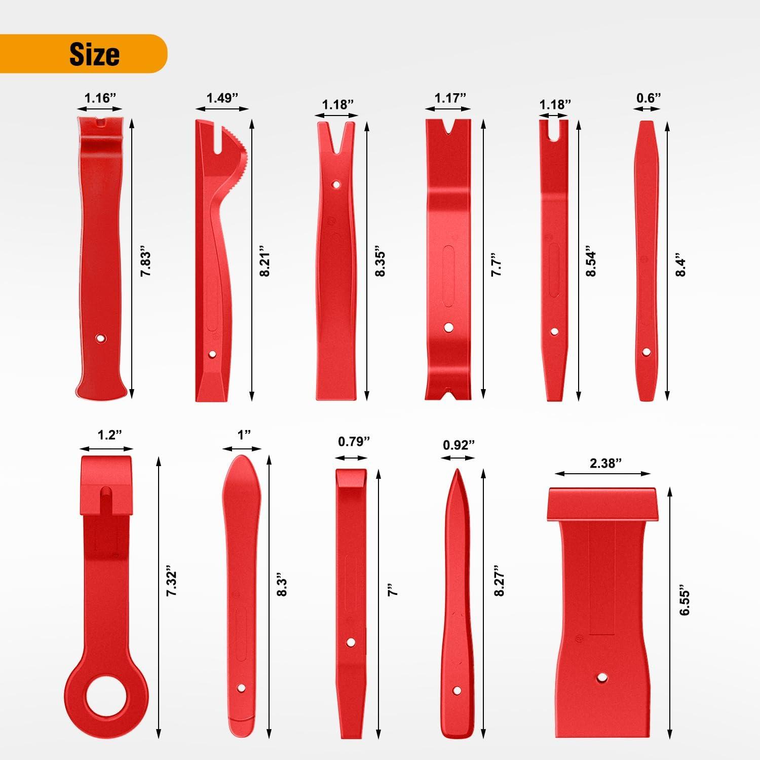 imageGOOACC 11PCS Auto Trim Removal Tool Kit NoScratch Pry Tool Kit for Car Audio Dash Door Panel Window Molding Fastener Remover Tool KitBlackRed