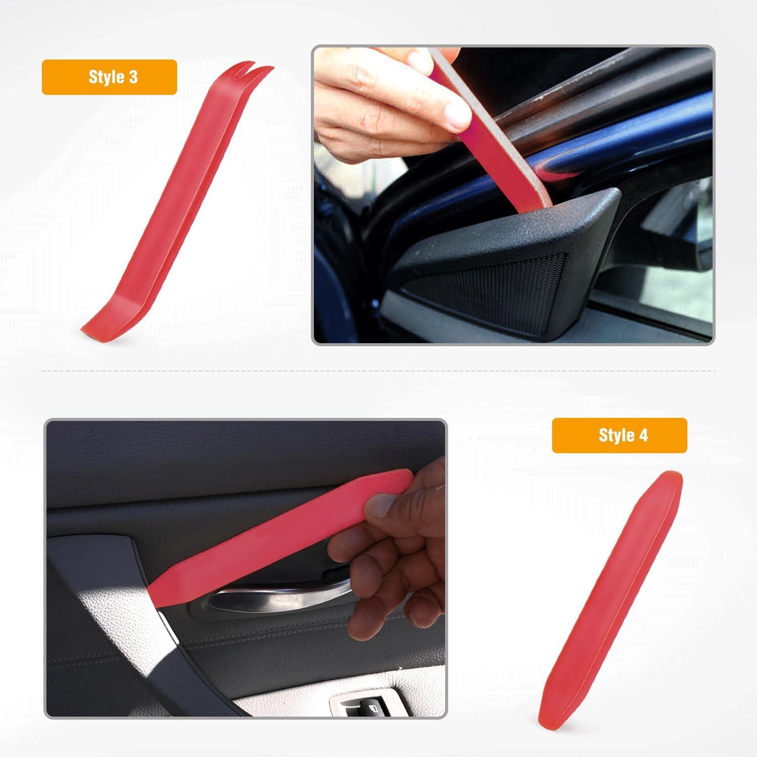 imageGOOACC 11PCS Auto Trim Removal Tool Kit NoScratch Pry Tool Kit for Car Audio Dash Door Panel Window Molding Fastener Remover Tool KitBlackRed