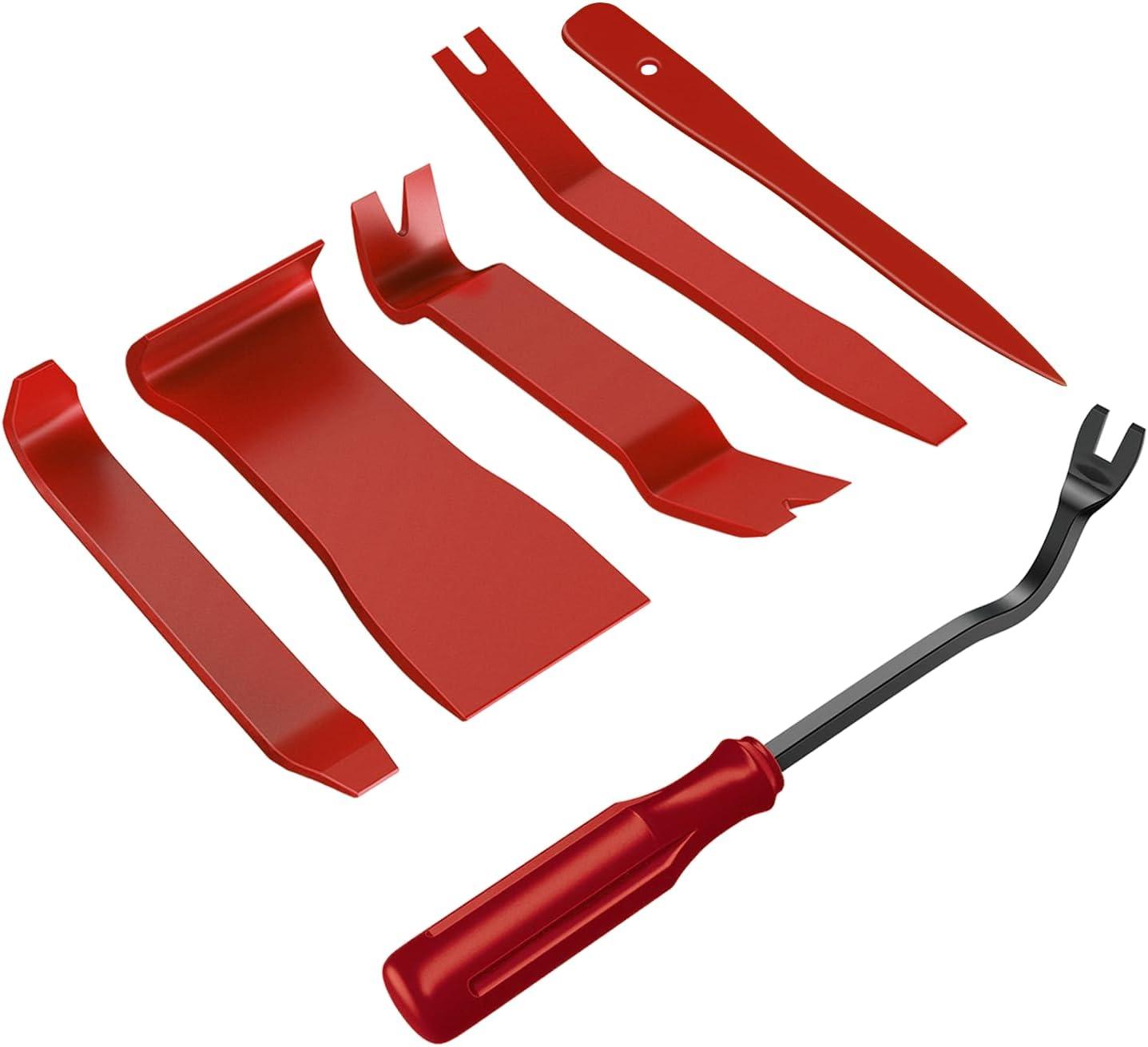 imageGOOACC 11PCS Auto Trim Removal Tool Kit NoScratch Pry Tool Kit for Car Audio Dash Door Panel Window Molding Fastener Remover Tool KitBlackRed