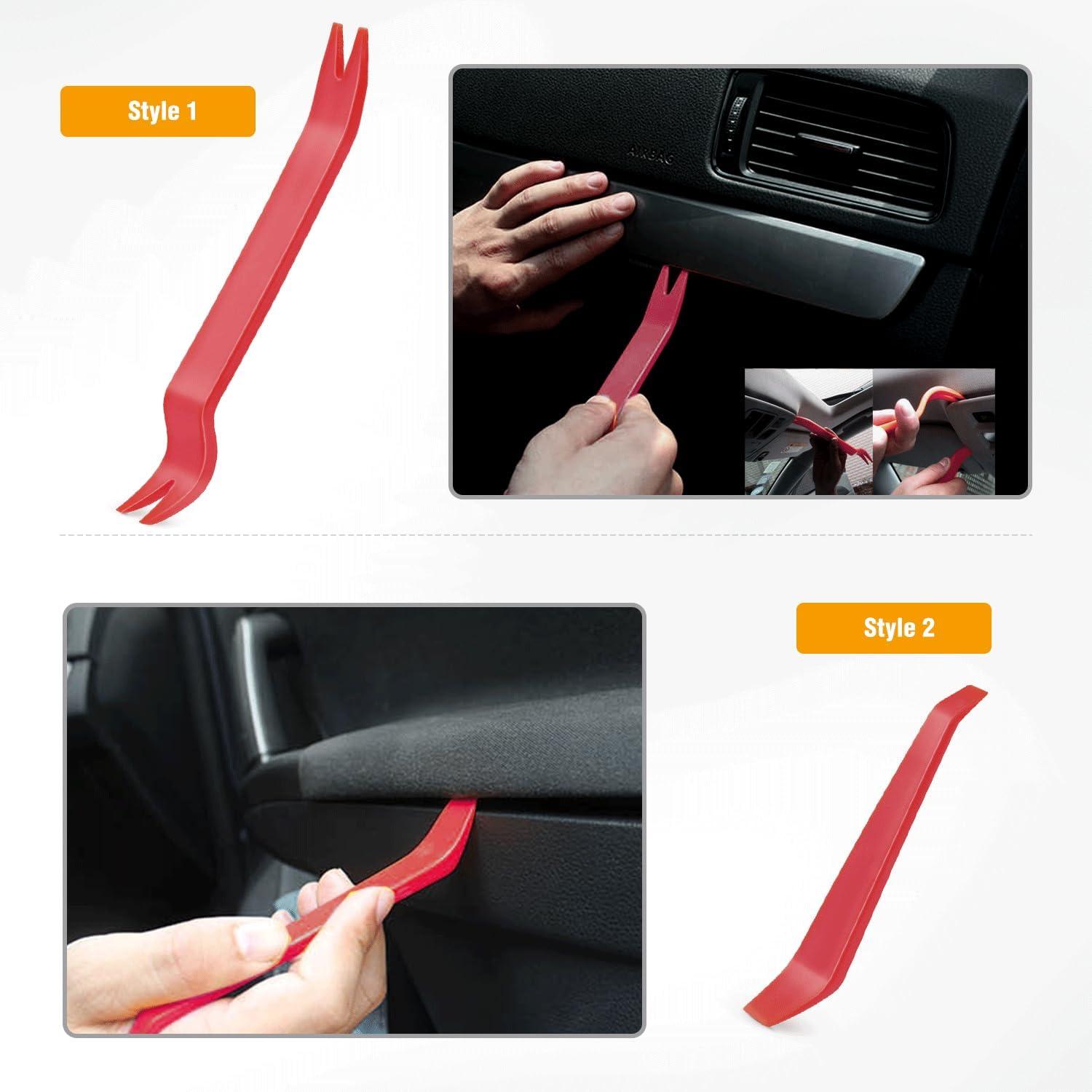 imageGOOACC 11PCS Auto Trim Removal Tool Kit NoScratch Pry Tool Kit for Car Audio Dash Door Panel Window Molding Fastener Remover Tool KitBlackRed