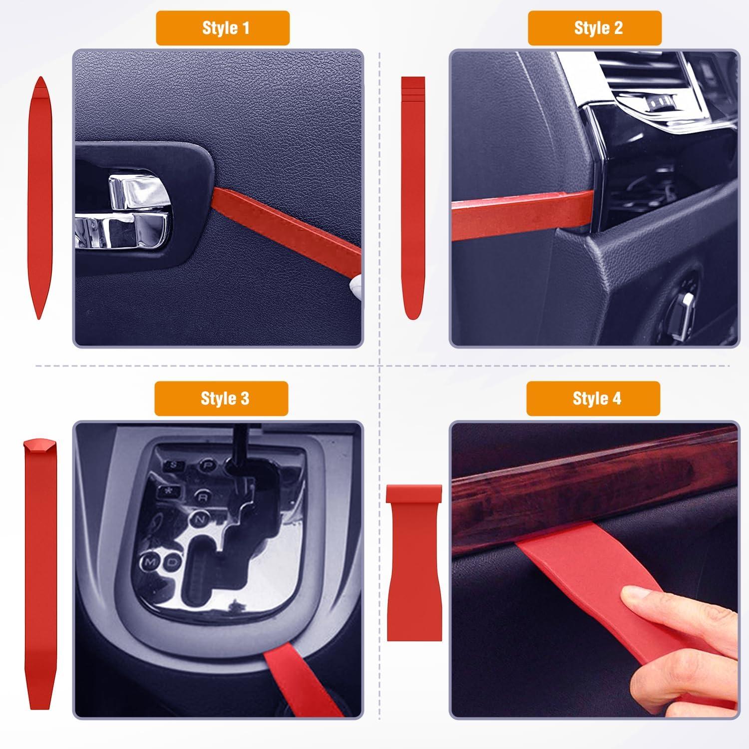 imageGOOACC 11PCS Auto Trim Removal Tool Kit NoScratch Pry Tool Kit for Car Audio Dash Door Panel Window Molding Fastener Remover Tool KitBlackRed