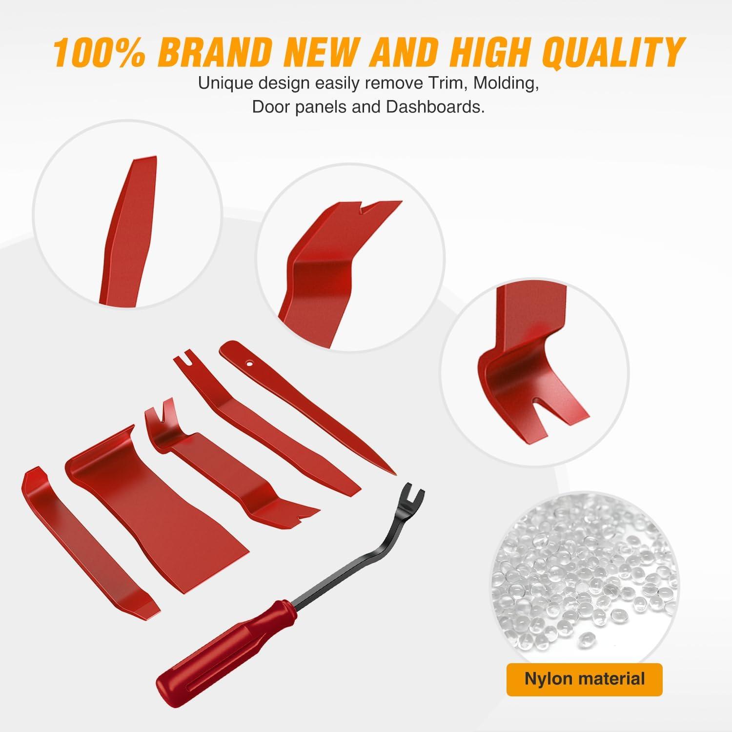 imageGOOACC 11PCS Auto Trim Removal Tool Kit NoScratch Pry Tool Kit for Car Audio Dash Door Panel Window Molding Fastener Remover Tool KitBlackRed