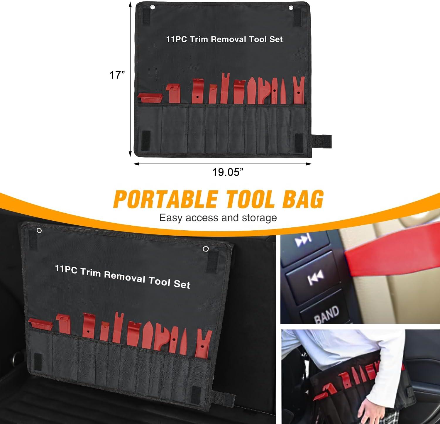 imageGOOACC 11PCS Auto Trim Removal Tool Kit NoScratch Pry Tool Kit for Car Audio Dash Door Panel Window Molding Fastener Remover Tool KitBlackRed
