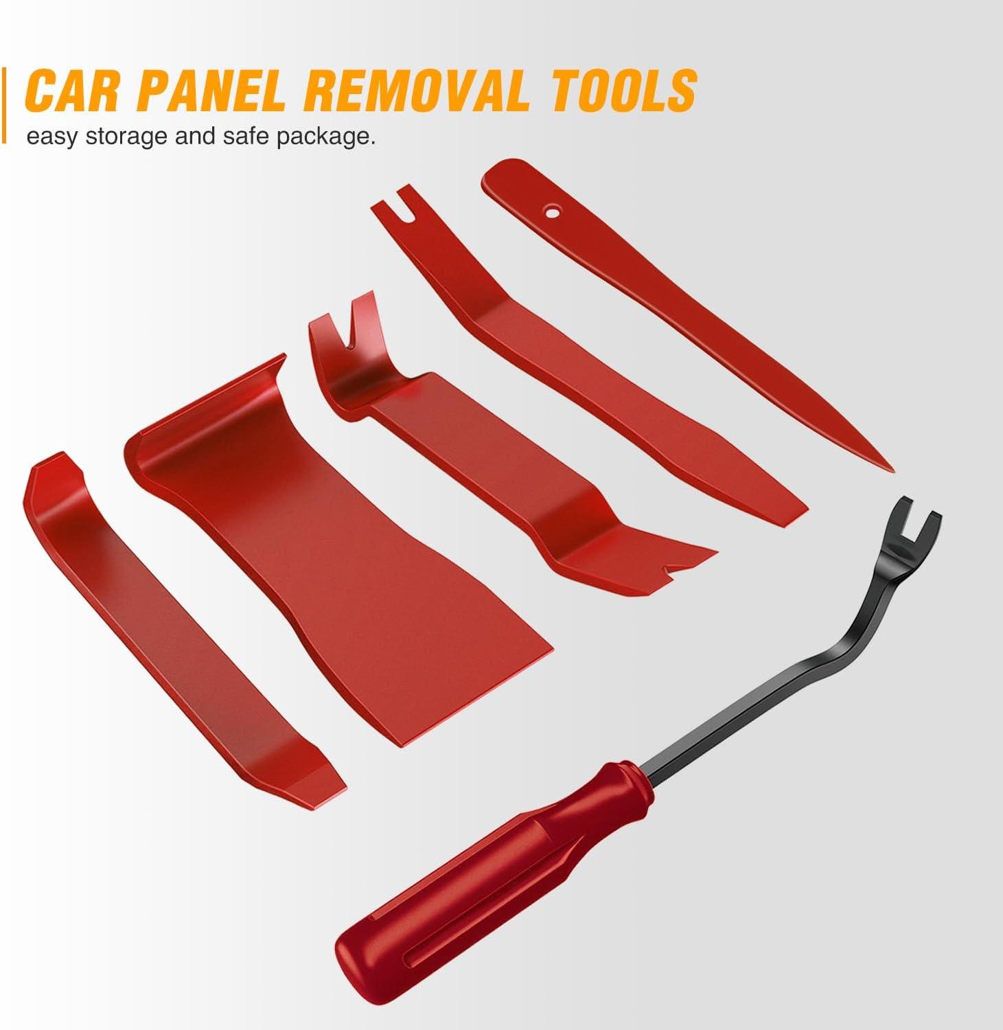imageGOOACC 11PCS Auto Trim Removal Tool Kit NoScratch Pry Tool Kit for Car Audio Dash Door Panel Window Molding Fastener Remover Tool KitBlackRed