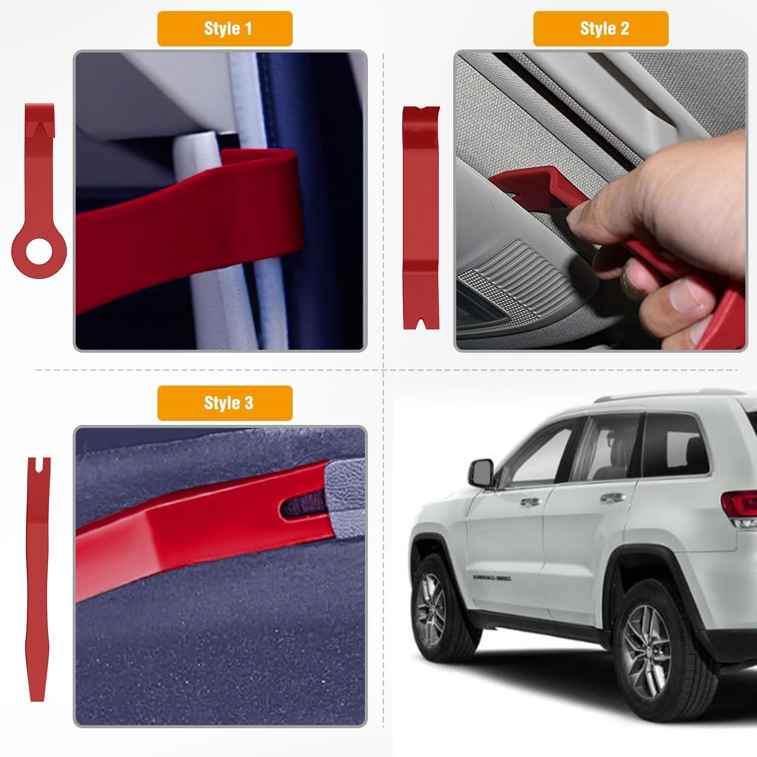 imageGOOACC 11PCS Auto Trim Removal Tool Kit NoScratch Pry Tool Kit for Car Audio Dash Door Panel Window Molding Fastener Remover Tool KitBlackRed