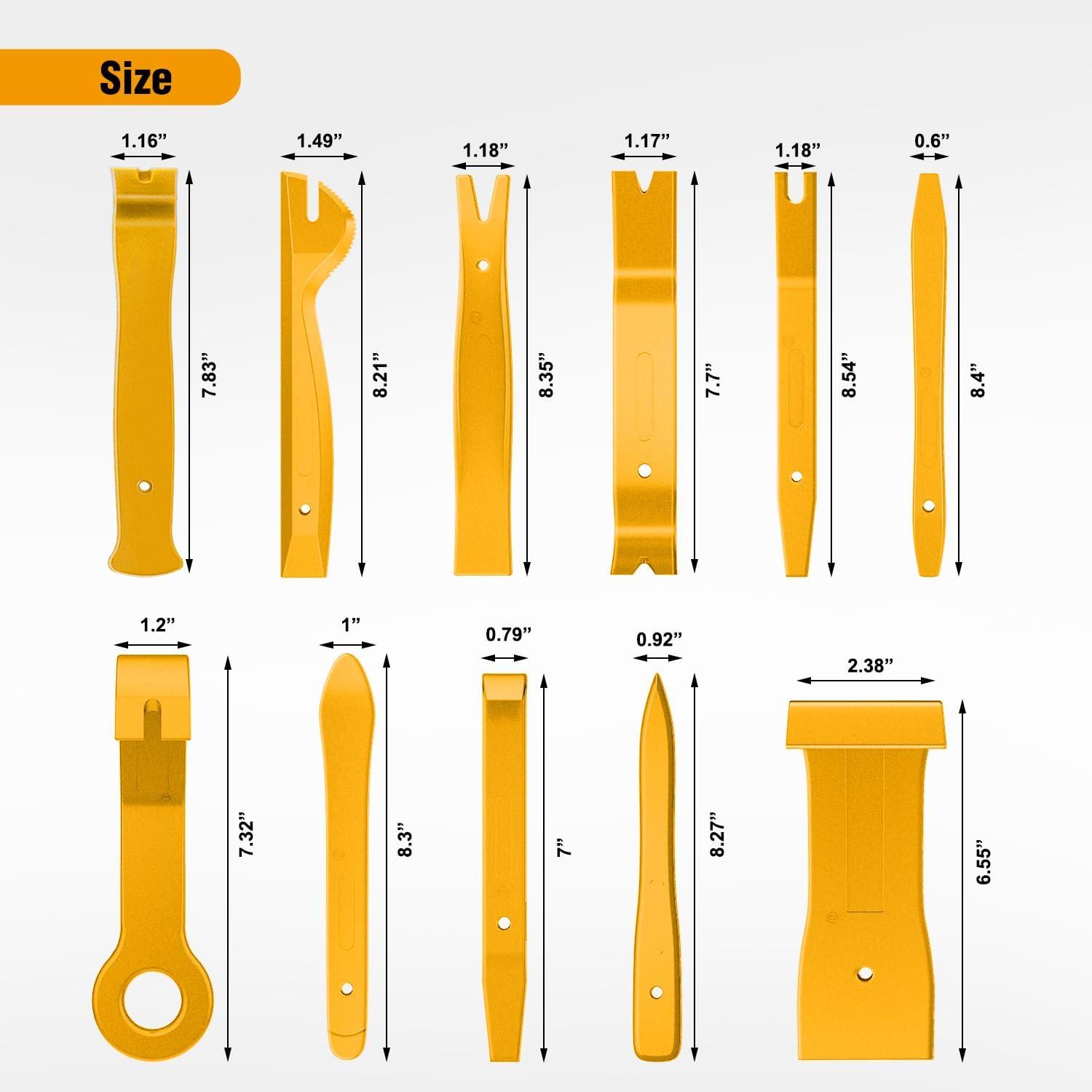 imageGOOACC 11PCS Auto Trim Removal Tool Kit NoScratch Pry Tool Kit for Car Audio Dash Door Panel Window Molding Fastener Remover Tool KitBlackYellow
